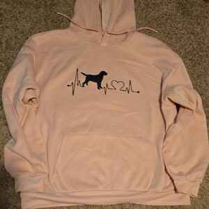 Light Pink Dog Heartbeat Hoodie | Worn Once New Condition | Black Detailing
